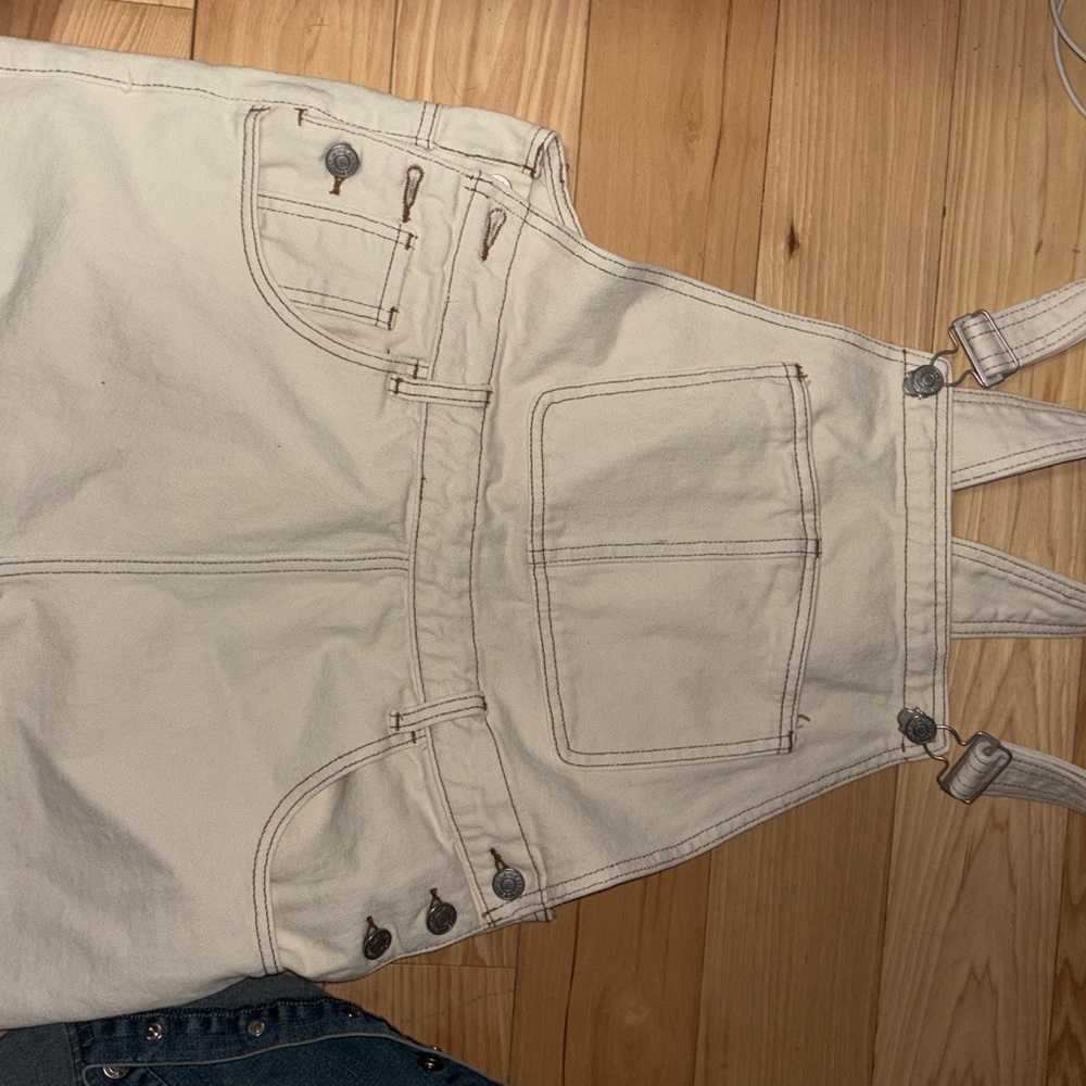 PacSun Cream Denim Overalls